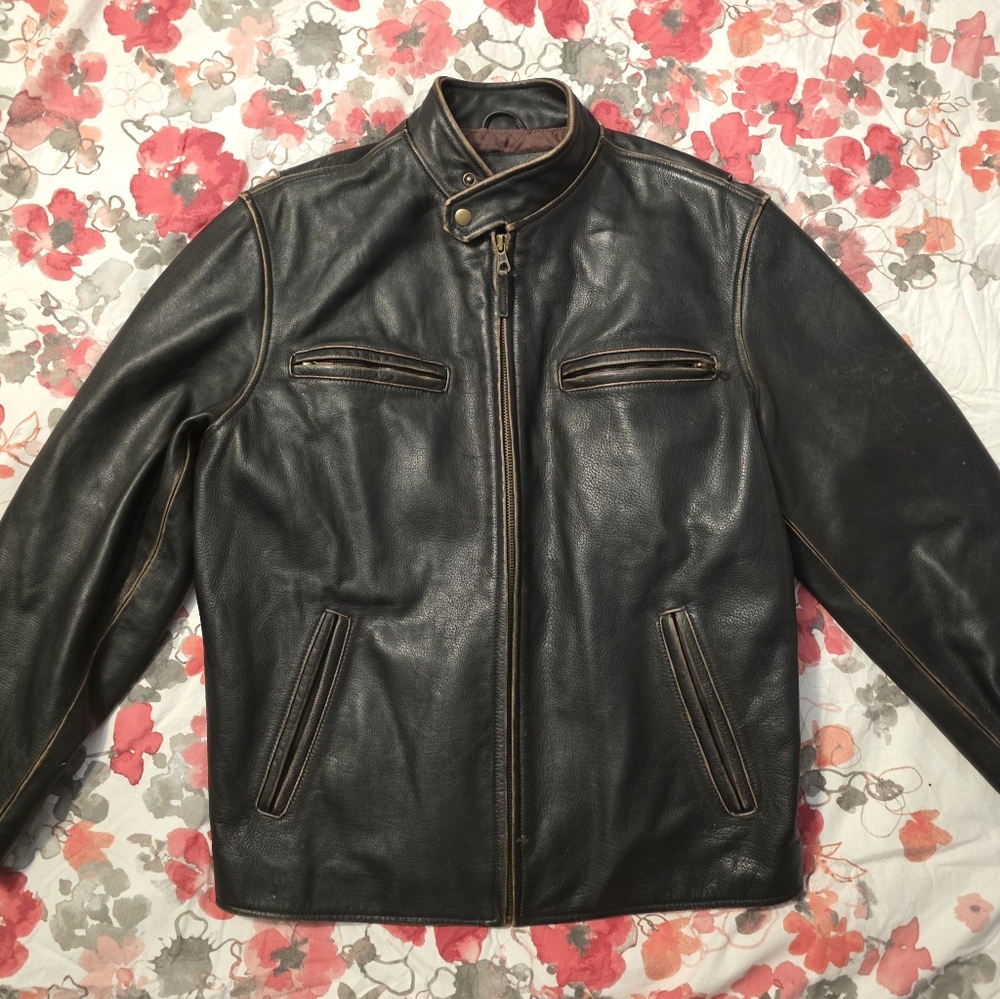 Golden Bear Moto Roadster Leather Jacket Black